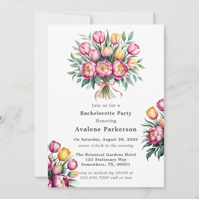 Vibrant Floral Harmony Bachelorette Party Invitation (Front)