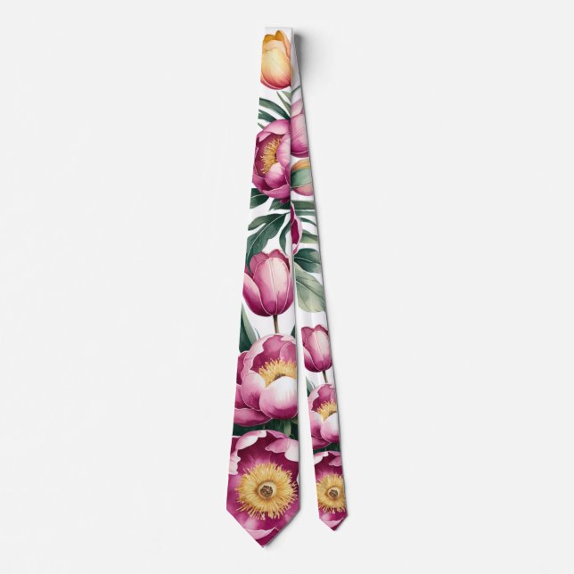 Vibrant Floral Harmony Groom Wedding Favour Tie (Front)