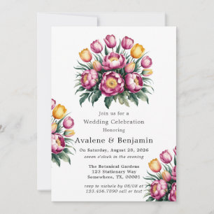 Vibrant Floral Harmony Wedding Celebration  Invitation