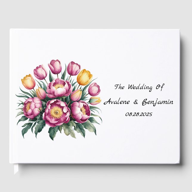 Vibrant Floral Harmony Wedding Guest Book (Front)