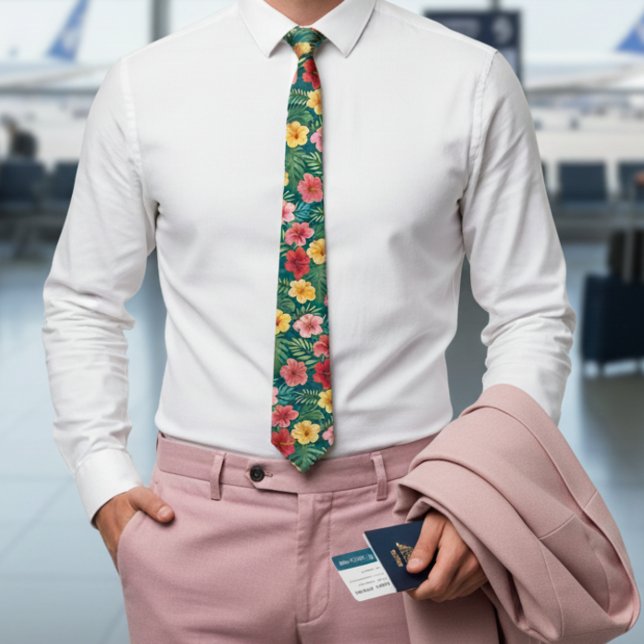 Vibrant Floral Hibiscus Hawaiian Tie (Creator Uploaded)