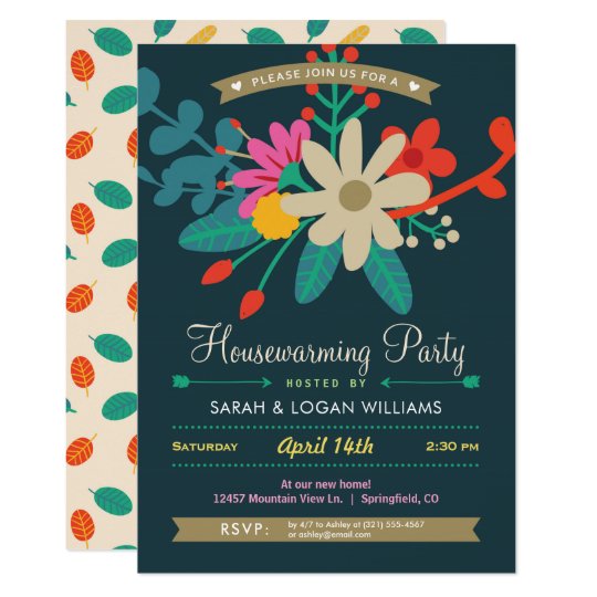 Vibrant Floral Housewarming Party Invitation