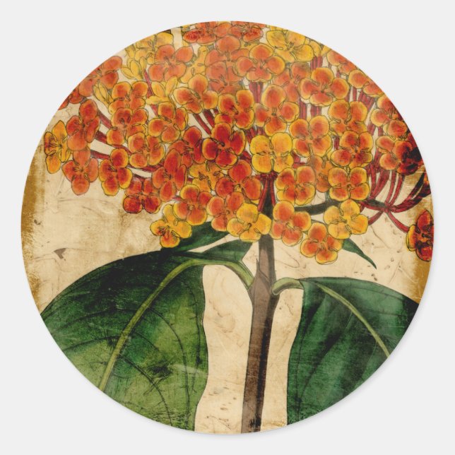 Vibrant Floral I Classic Round Sticker (Front)