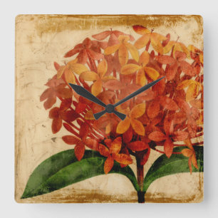 Vibrant Floral III Square Wall Clock