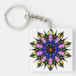 Vibrant Floral Mandala Keychain