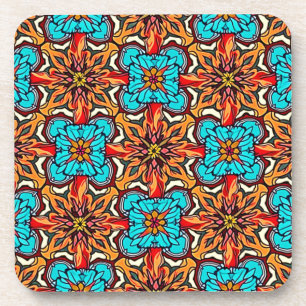 Vibrant Floral Mandala Repeat Art Coaster