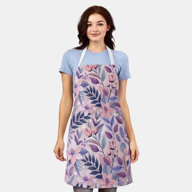 Vibrant Floral Medium Apron – Perfect for Cooking (Worn)