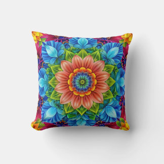 Vibrant Floral Medley Throw Pillow