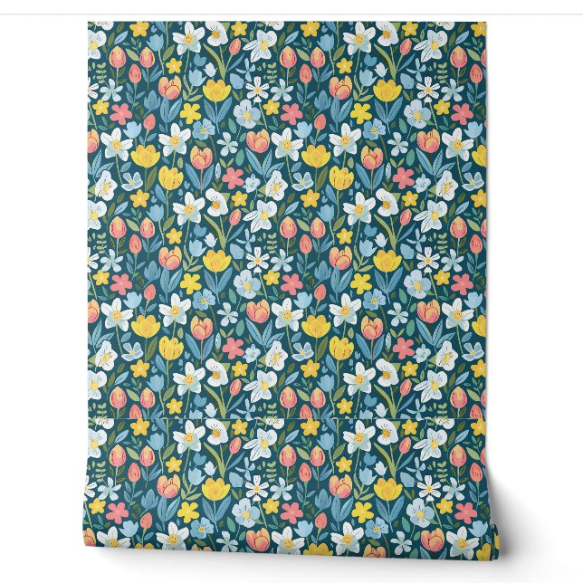 Vibrant Floral Medley Wallpaper (Unrolling)