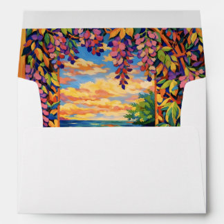 Vibrant Floral Ocean Sunset Garden – Fauve  Envelope