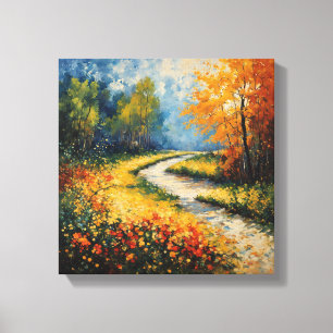Vibrant Floral Path Landscape Canvas Print