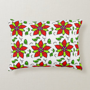 Vibrant Floral Pattern Accent Pillow