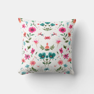 Vibrant Floral Pattern Art Throw Pillow