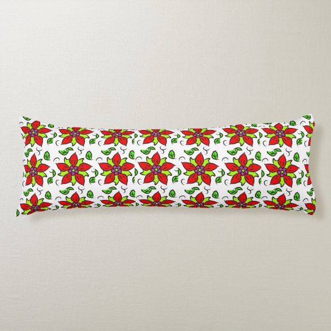 Vibrant Floral Pattern Body Pillow (Front)