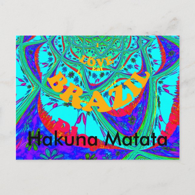 Vibrant Floral Pattern: Brazilian Tribute Eat Love Postcard (Front)