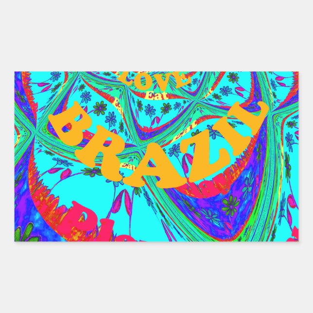 Vibrant Floral Pattern: Brazilian Tribute Eat Love Sticker (Front)