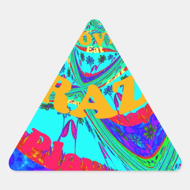 Vibrant Floral Pattern: Brazilian Tribute Eat Love Triangle Sticker (Front)