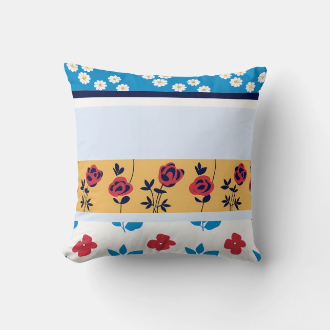 Vibrant Floral Pattern Designs | Custom Art Prints Throw Pillow (Front)