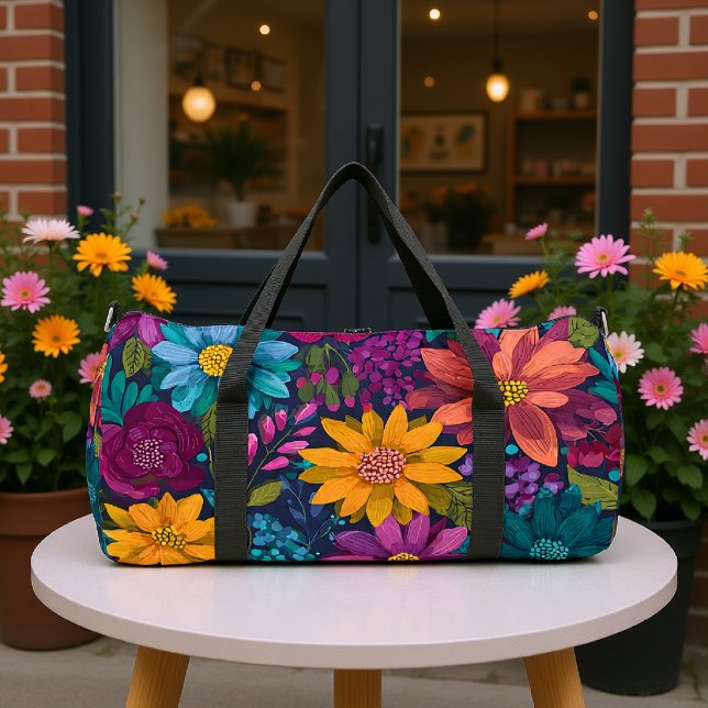 Vibrant Floral Pattern Duffle Bag (Creator Uploaded)