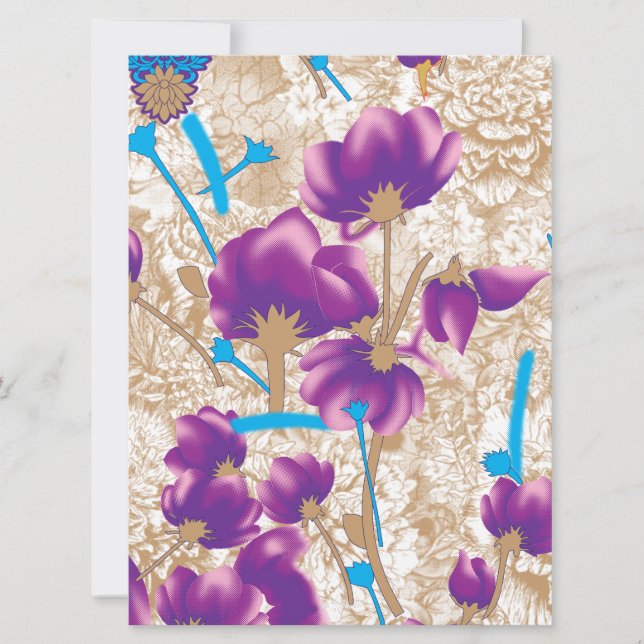 Vibrant floral pattern featuring purple and blue f announcement (Front)