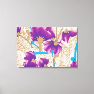 Vibrant floral pattern featuring purple and blue f canvas print