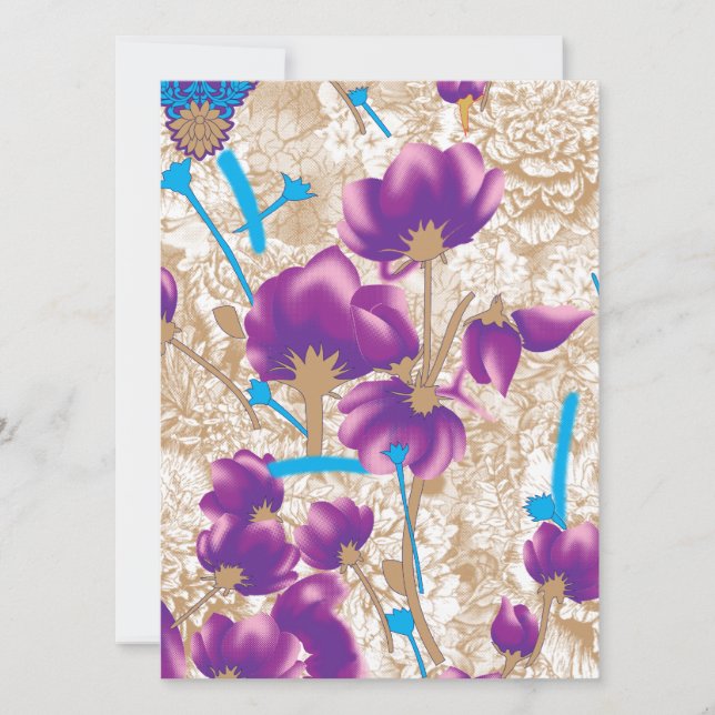 Vibrant floral pattern featuring purple and blue f card (Front)