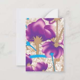Vibrant floral pattern featuring purple and blue f card