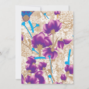 Vibrant floral pattern featuring purple and blue f holiday card