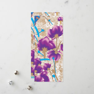 Vibrant floral pattern featuring purple and blue f holiday card