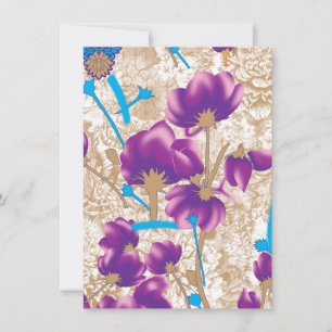 Vibrant floral pattern featuring purple and blue f holiday card