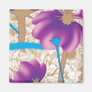 Vibrant floral pattern featuring purple and blue f magnet