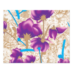 Vibrant floral pattern featuring purple and blue f photo print