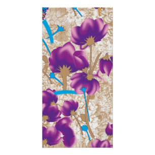 Vibrant floral pattern featuring purple and blue f poster