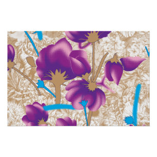 Vibrant floral pattern featuring purple and blue f poster