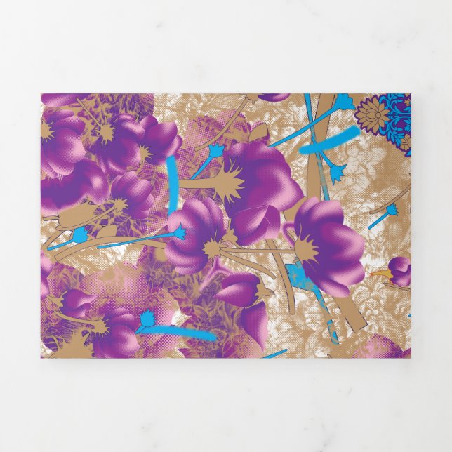 Vibrant floral pattern featuring purple and blue f Tri-Fold announcement (Cover)