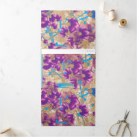 Vibrant floral pattern featuring purple and blue f