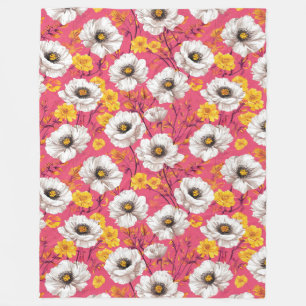 Vibrant floral pattern fleece blanket
