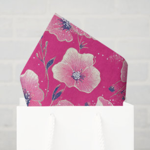 Vibrant Floral Pattern in Pink, White & Royal Blue Tissue Paper