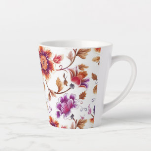 Vibrant Floral Pattern Latte Mug Colourful Botan
