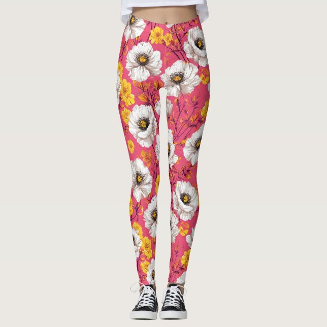 Vibrant floral pattern leggings (Front)