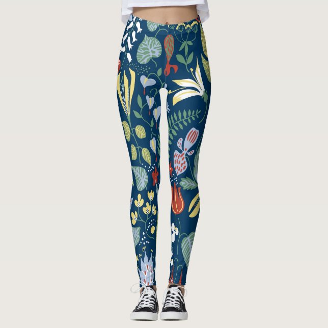 Vibrant Floral Pattern Leggings (Front)