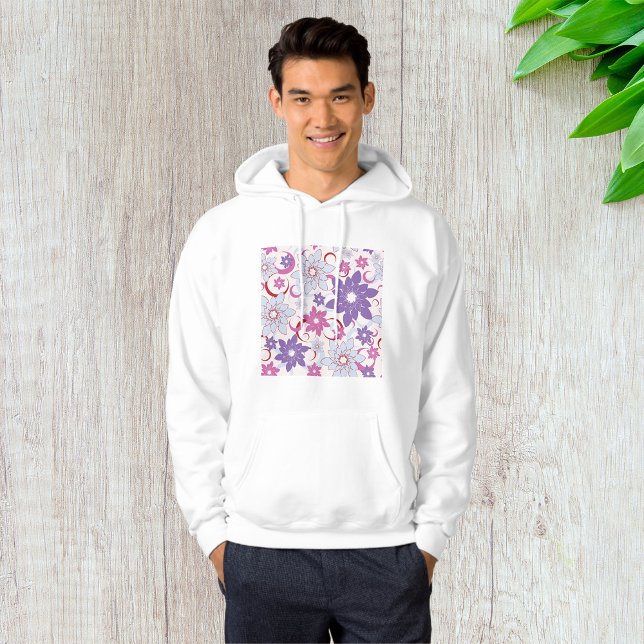Vibrant Floral Pattern Purple Pink Blue Flowers  Hoodie (Creator Uploaded)