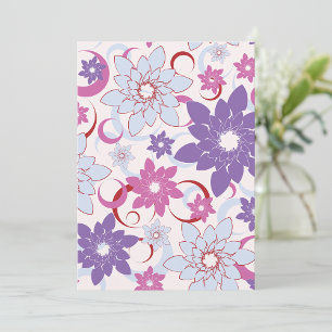 Vibrant Floral Pattern Purple Pink Blue Flowers  Invitation