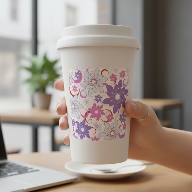 Vibrant Floral Pattern Purple Pink Blue Flowers  Square Sticker (Creator Uploaded)