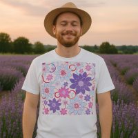 Vibrant Floral Pattern Purple Pink Blue Flowers