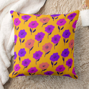 Vibrant Floral Pattern Throw Pillow