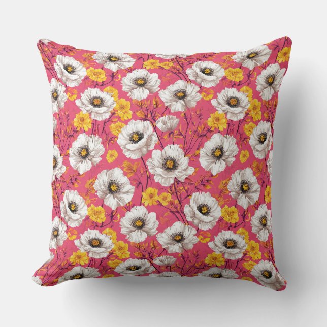 Vibrant floral pattern throw pillow (Front)