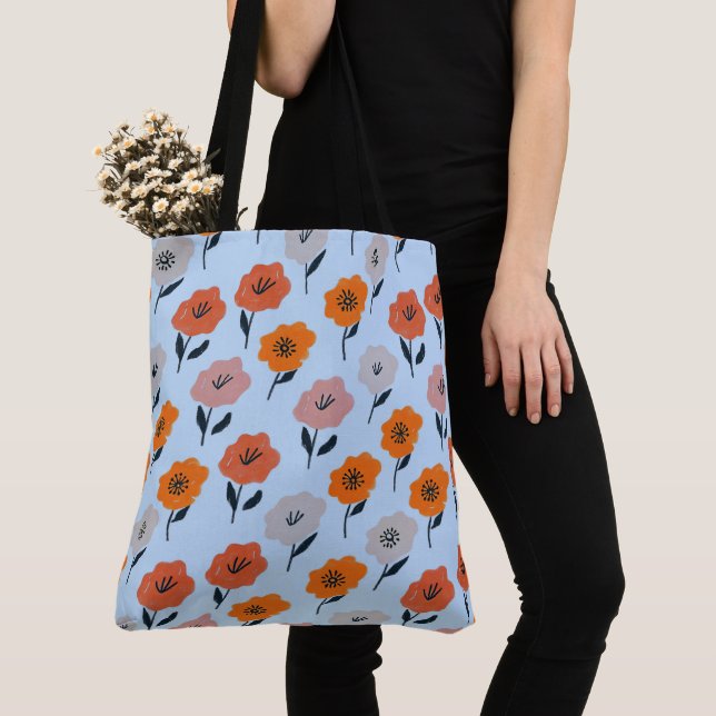 Vibrant Floral Pattern Tote Bag (Close Up)