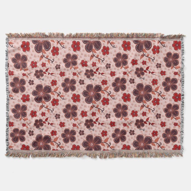 Vibrant Floral Pattern with Colourful Flowers Throw Blanket (Front)