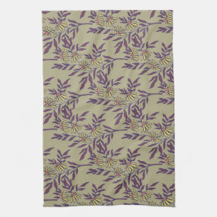 Vibrant Floral Pattern with Yellow Daisies  Kitchen Towel